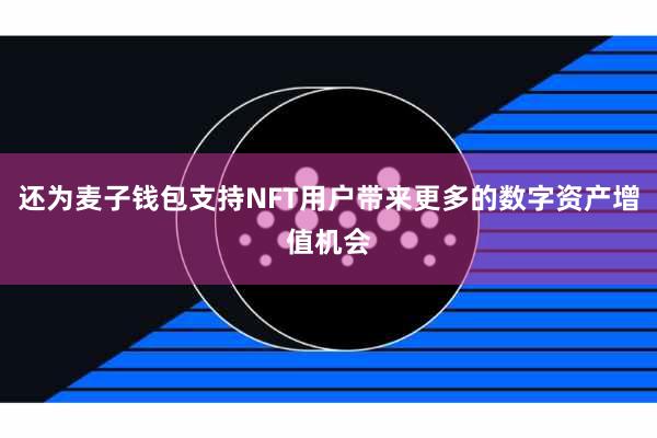 还为麦子钱包支持NFT用户带来更多的数字资产增值机会